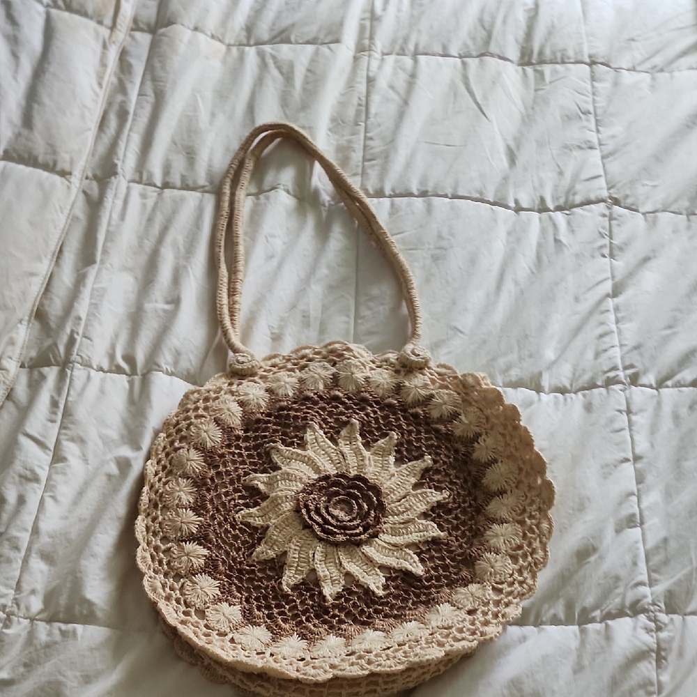 Bohemian Spiral Shoulder Bag Brown and Cream